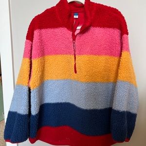 Old Navy Rainbow Sherpa Quarter-Zip Sweater